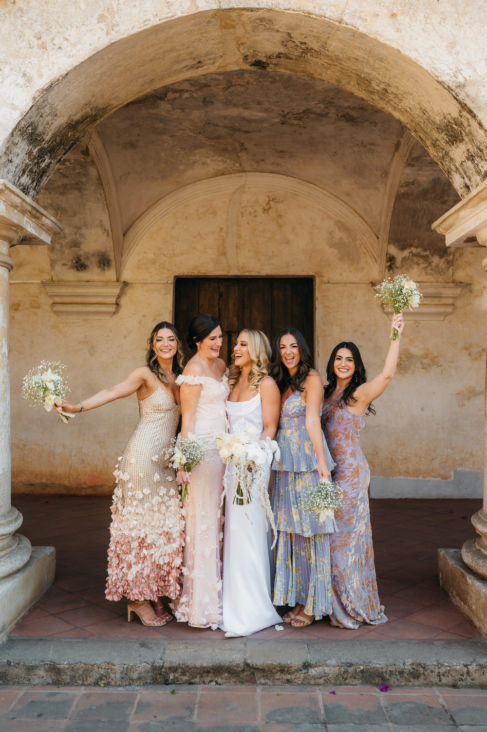 Antigua Guatemala Destination Wedding Daniel Lopez Perez Wedding Photography Mismatched Floral Bridesmaid Dresses