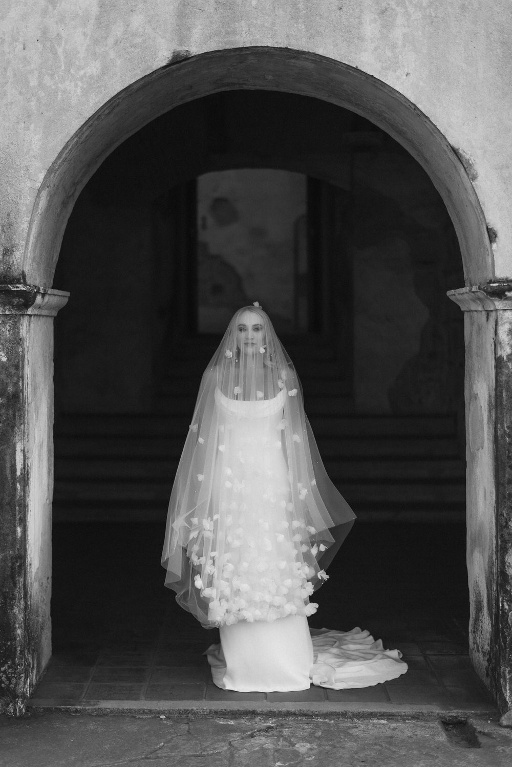Antigua Guatemala Destination Wedding Daniel Lopez Perez Wedding Photography Floral Appliqué Veil Bride