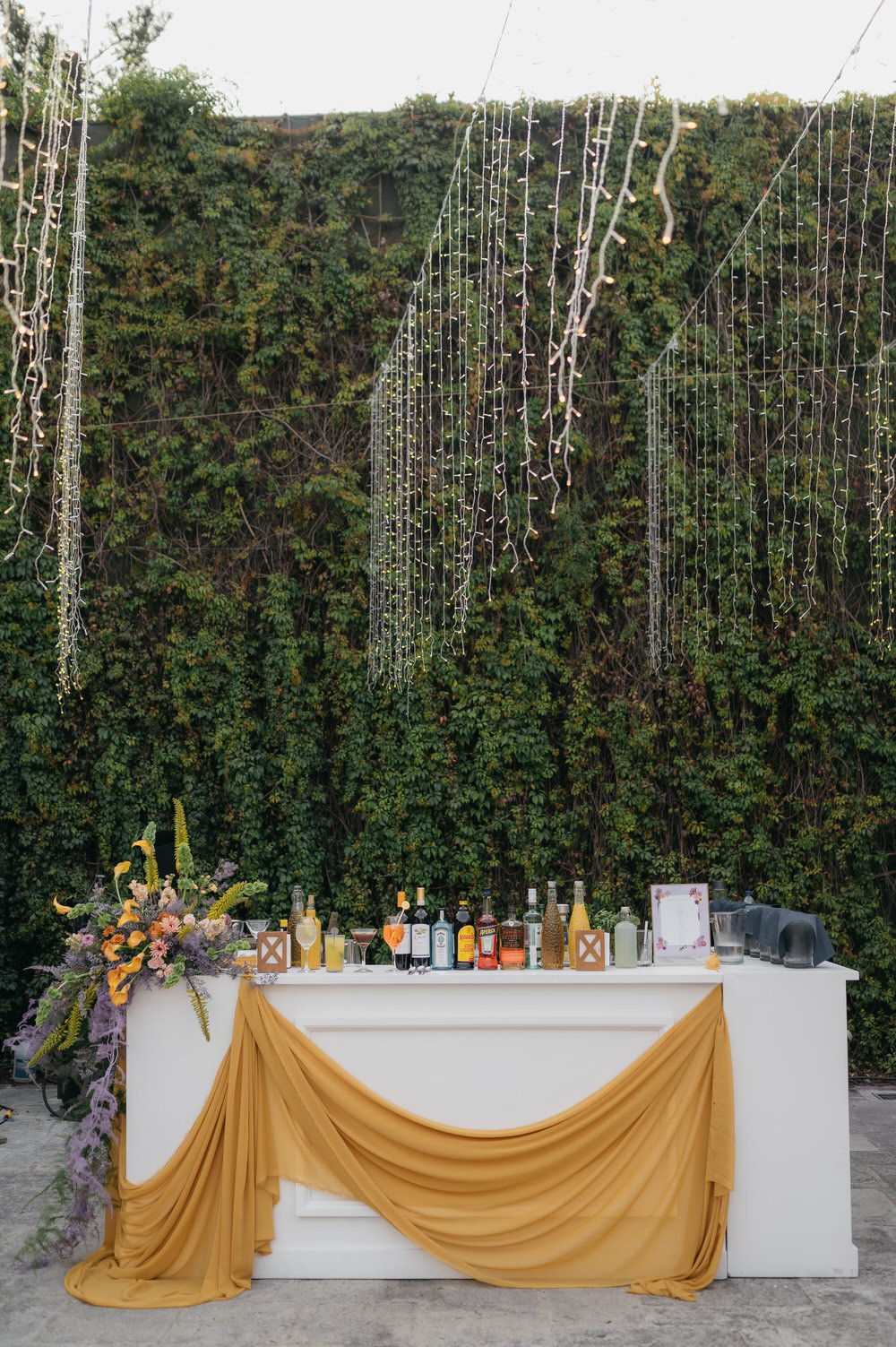 Antigua Guatemala Destination Wedding Daniel Lopez Perez Wedding Photography Bar Drinks Drapes Flowers