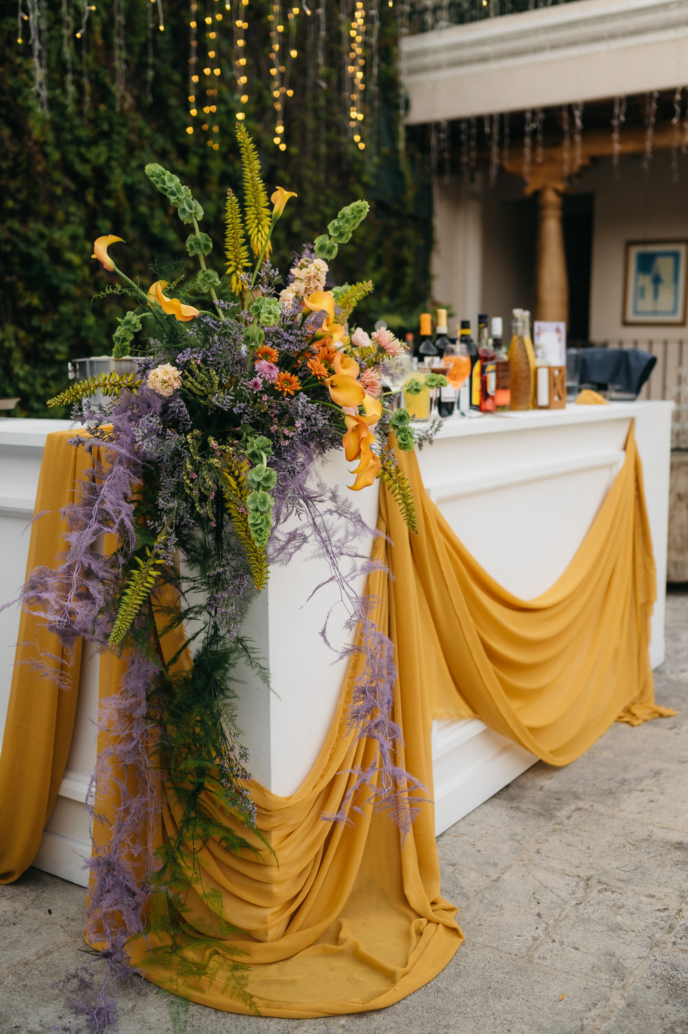 Antigua Guatemala Destination Wedding Daniel Lopez Perez Wedding Photography Bar Drinks Drapes Flowers