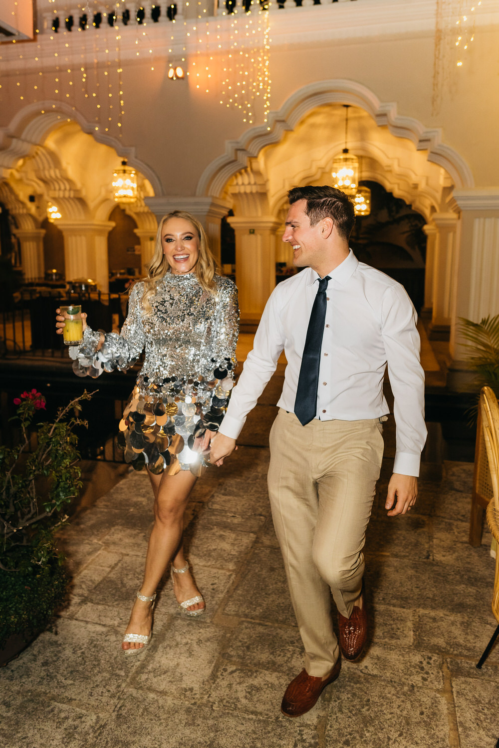 Antigua Guatemala Destination Wedding Daniel Lopez Perez Wedding Photography Silver Sequin Mini Dress Bride