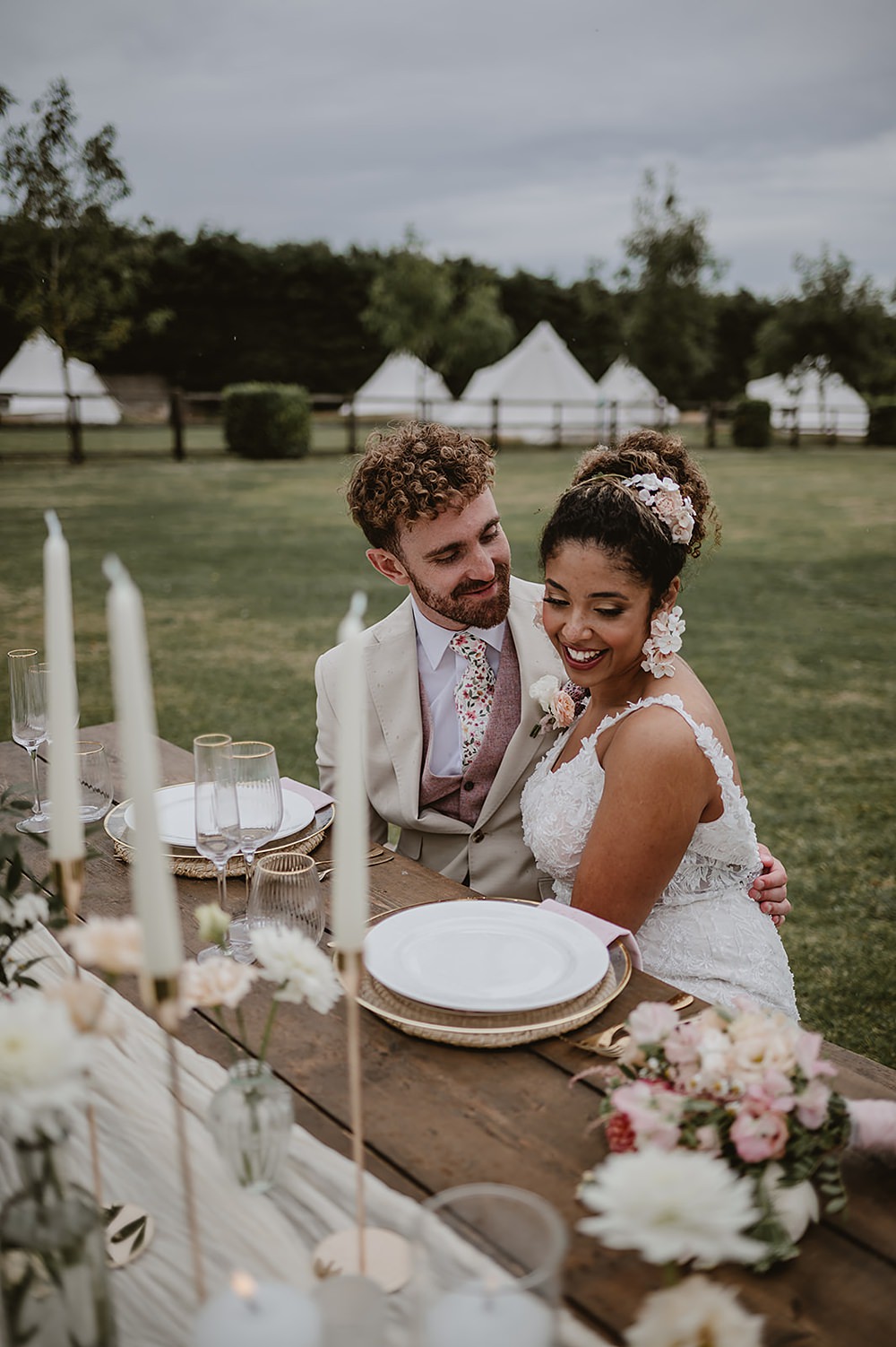 Mill Farm Wedding Ideas Happy Moments Co Table Outdoor Flowers Candles Tall Candles Cream Runner