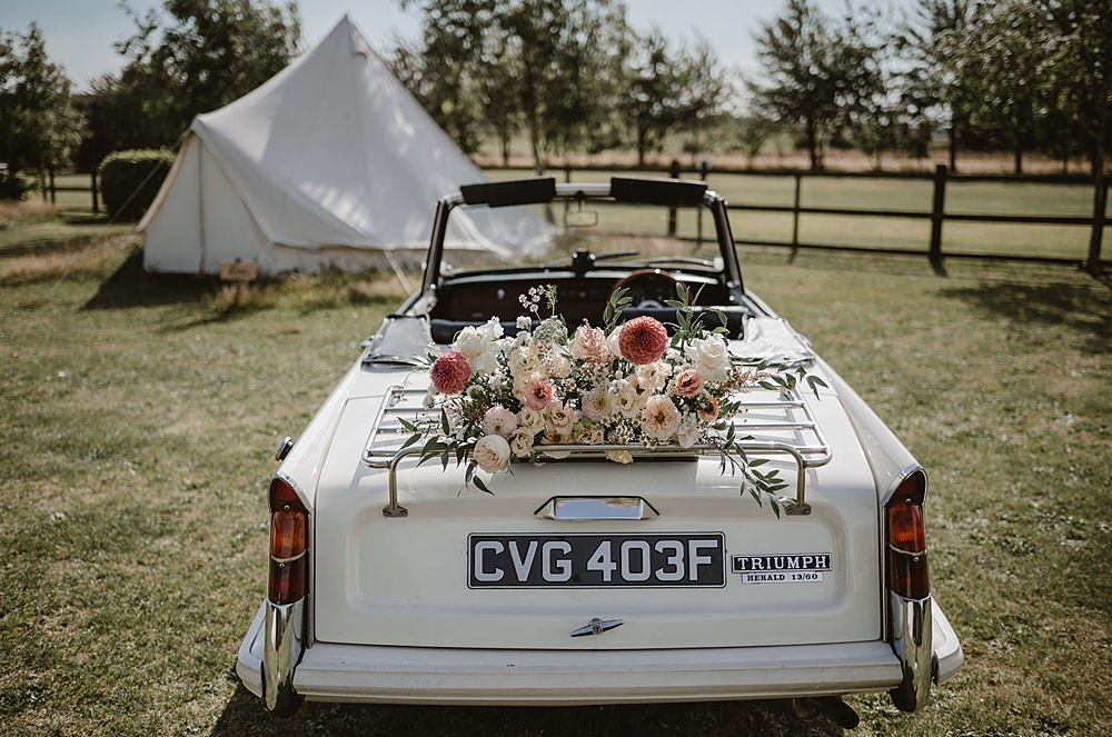Mill Farm Wedding Ideas Happy Moments Co Classic Convertible Car Flowers