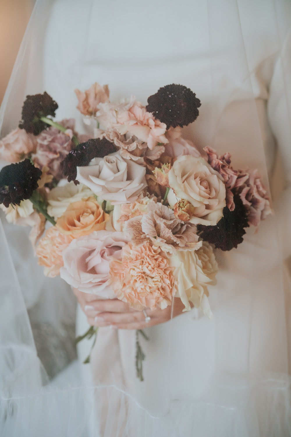 Bouquet Flowers Pink Orange Red Rose Carnation Tullyglass Hotel Wedding Sheena T Photography