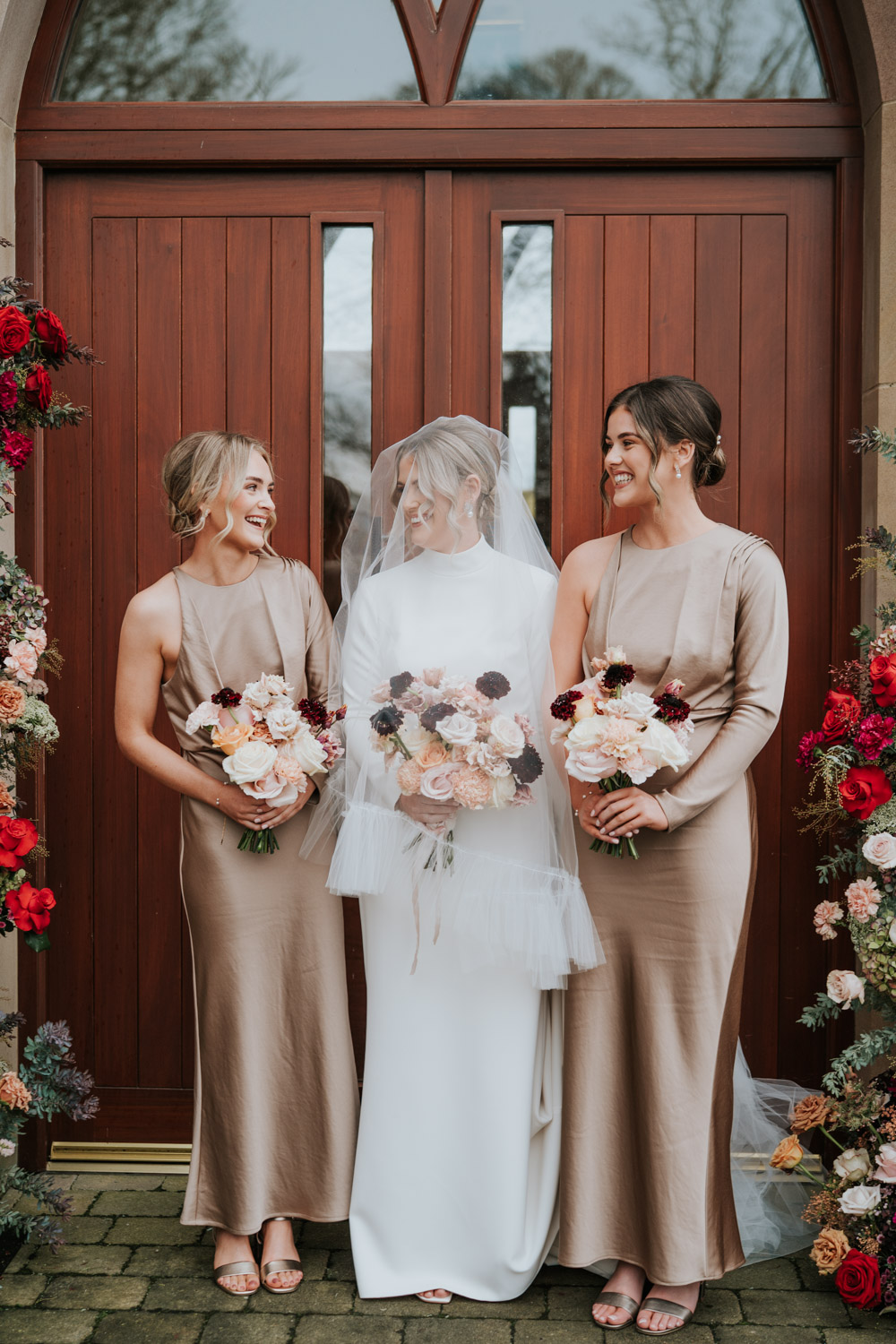Tullyglass Hotel Wedding Sheena T Photography Bridesmaids Champagne Satin Dresses