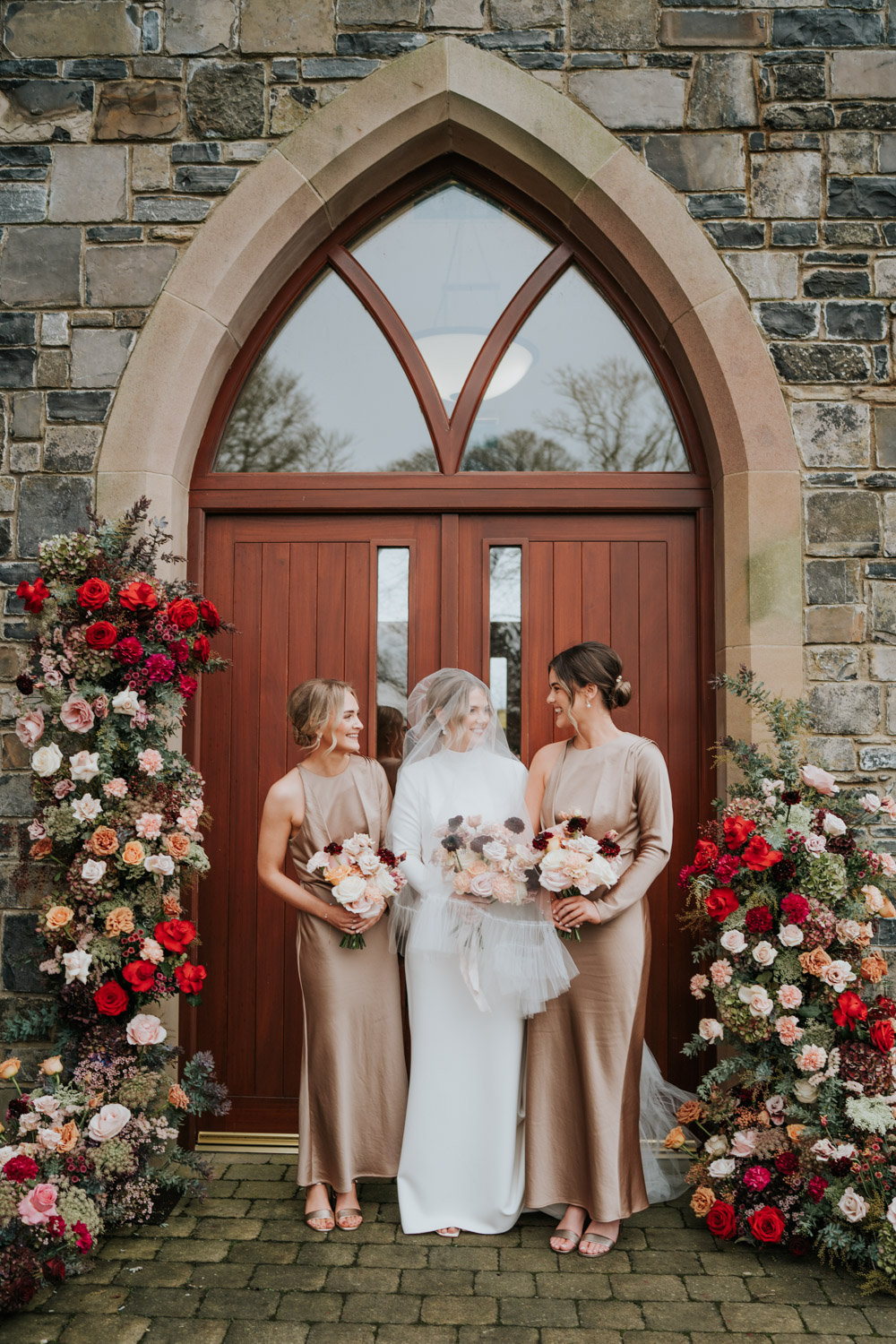 Tullyglass Hotel Wedding Sheena T Photography Bridesmaids Champagne Satin Dresses