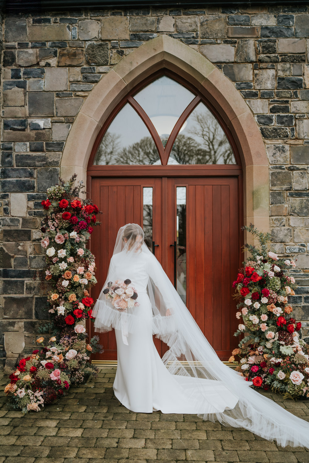 Tullyglass Hotel Wedding Sheena T Photography Bride Dress Gown Veil High Neck Sleeves