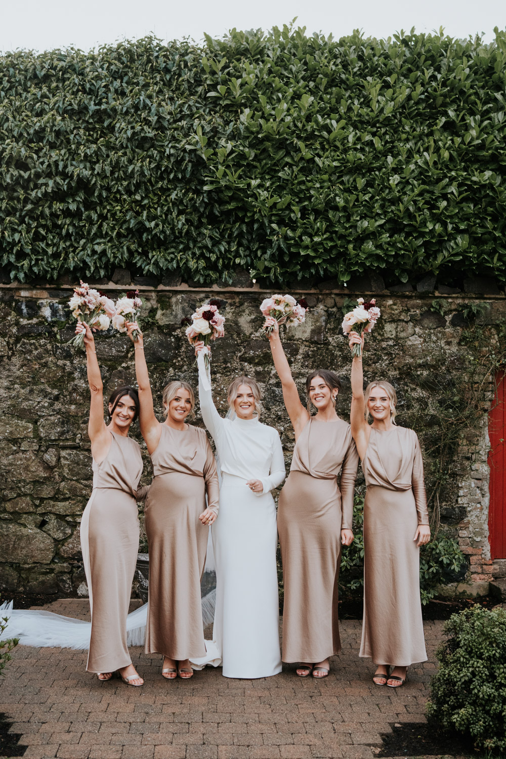 Tullyglass Hotel Wedding Sheena T Photography Bridesmaids Champagne Satin Dresses