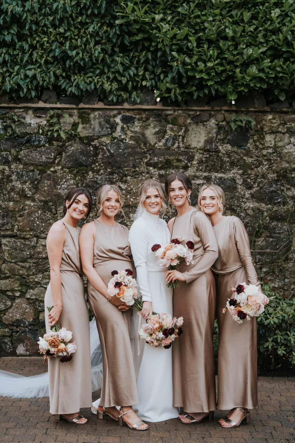 Tullyglass Hotel Wedding Sheena T Photography Bridesmaids Champagne Satin Dresses