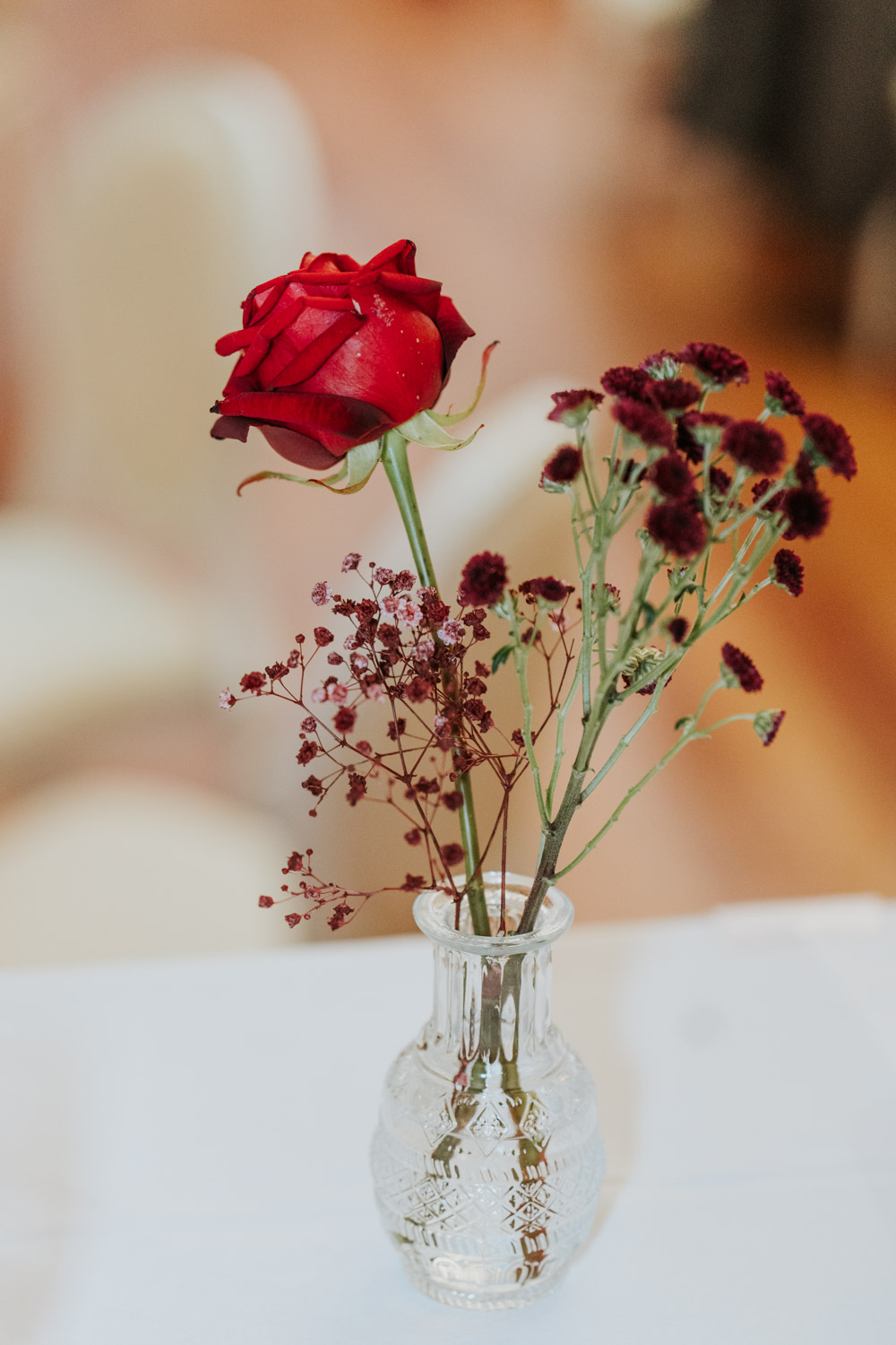 Tullyglass Hotel Wedding Sheena T Photography Flowers Bud Vase Centrepiece Table
