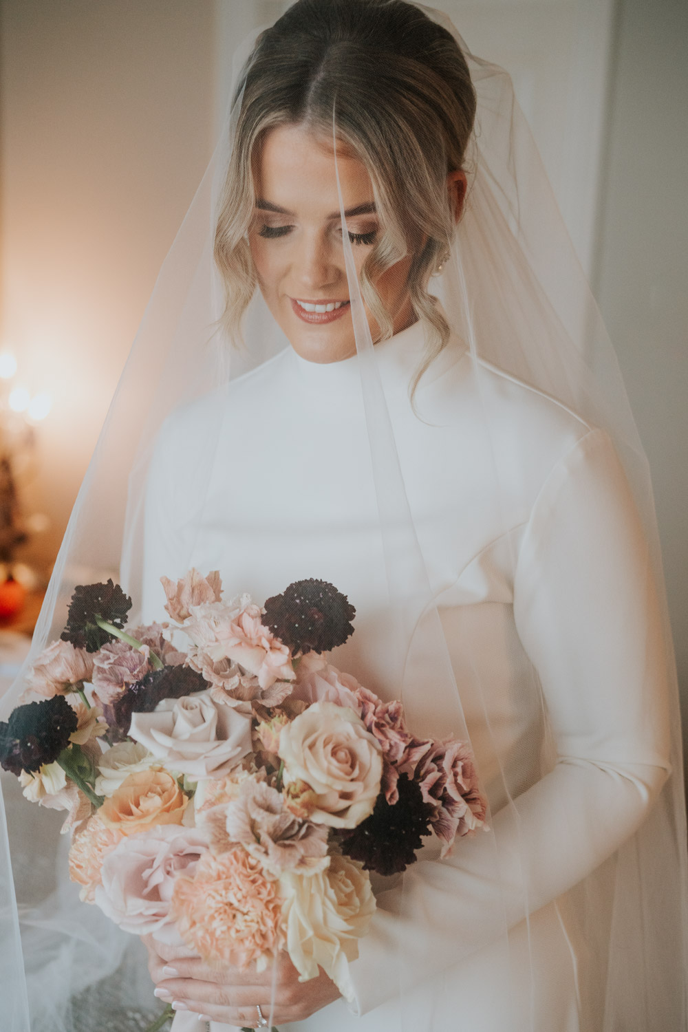 Bouquet Flowers Pink Orange Red Rose Carnation Tullyglass Hotel Wedding Sheena T Photography