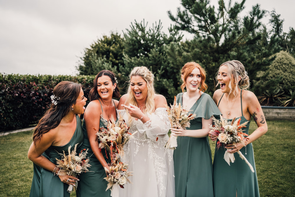 Nottinghamshire Farm Wedding David Lindsley Photography Green Bridesmaid Dresses