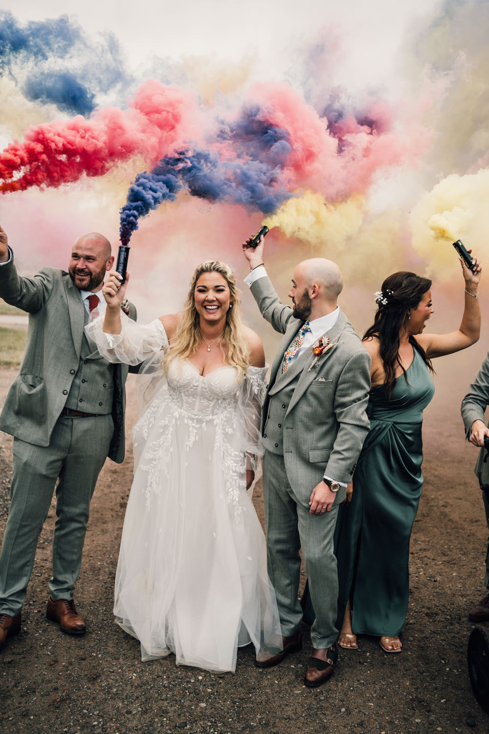 Nottinghamshire Farm Wedding David Lindsley Photography Colourful Smoke Flares