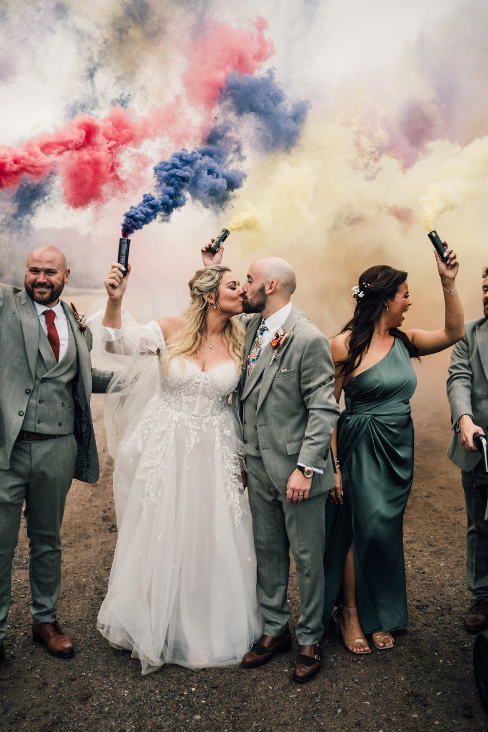 Nottinghamshire Farm Wedding David Lindsley Photography Colourful Smoke Flares