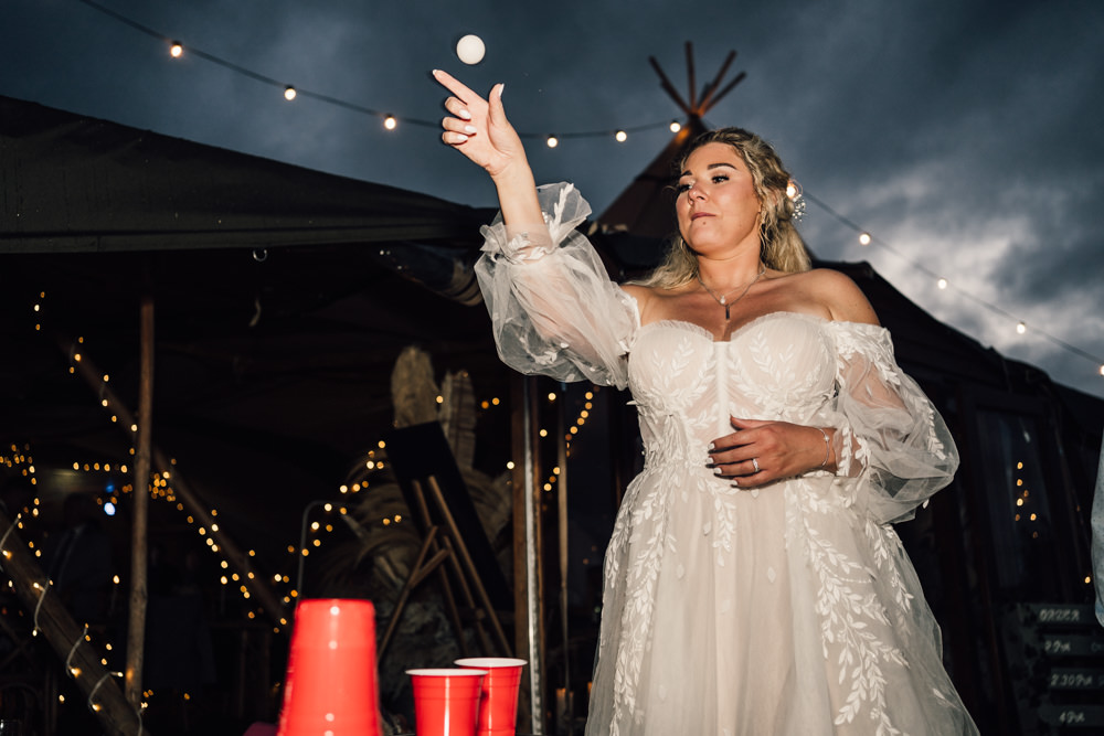 Nottinghamshire Farm Wedding David Lindsley Photography Beer Pong Game
