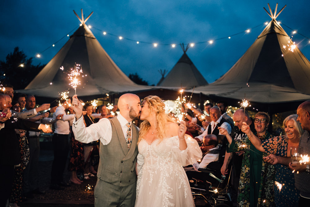 Nottinghamshire Farm Wedding David Lindsley Photography Sparkler Exit