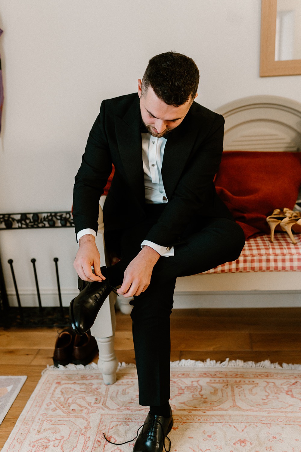 The Matara Centre Wedding Amy Woodham Photography Groom Suit Tuxedo Bow Tie