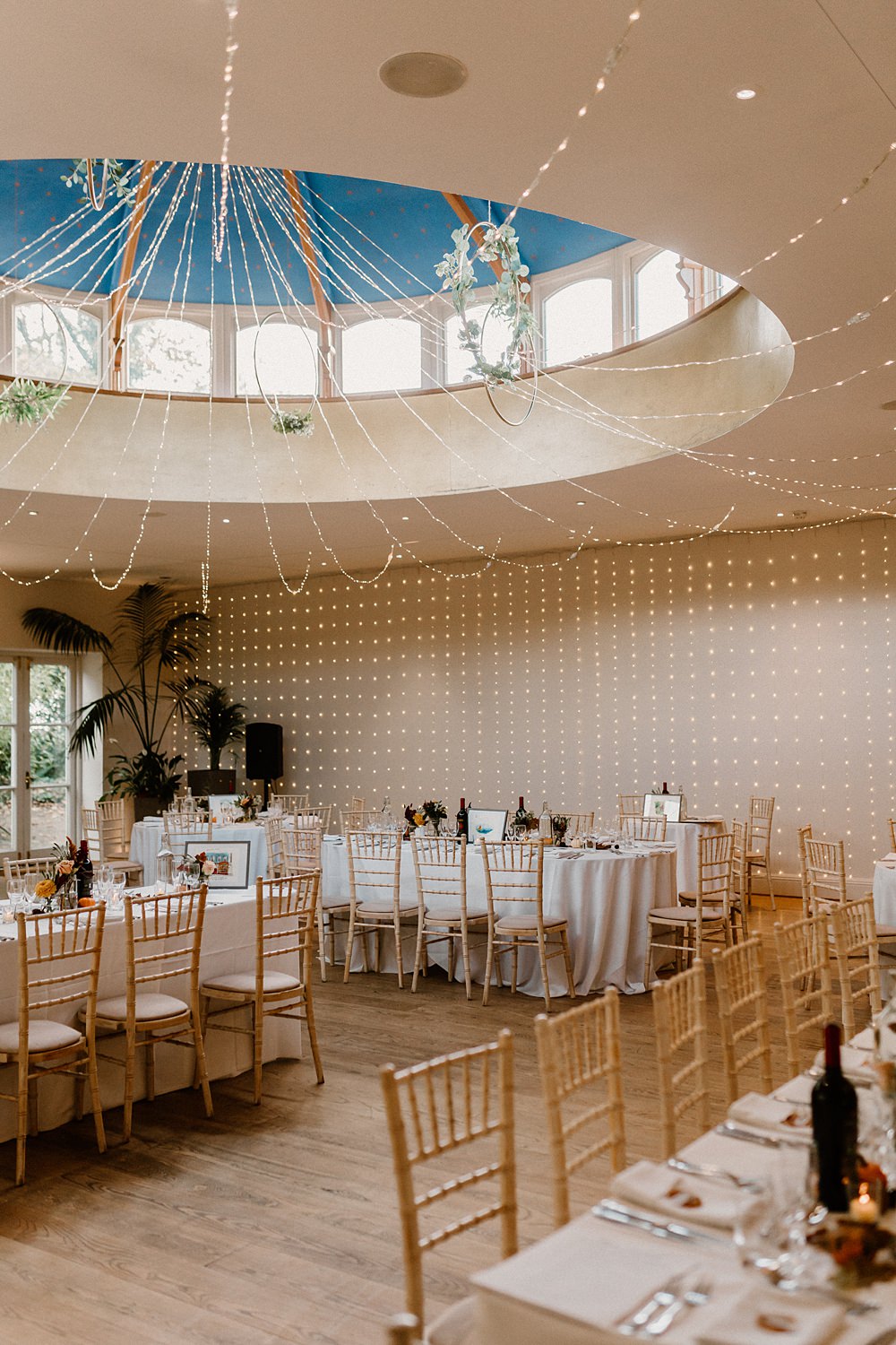 The Matara Centre Wedding Amy Woodham Photography Fairy Light Canopy Long Tables Autumn Flowers