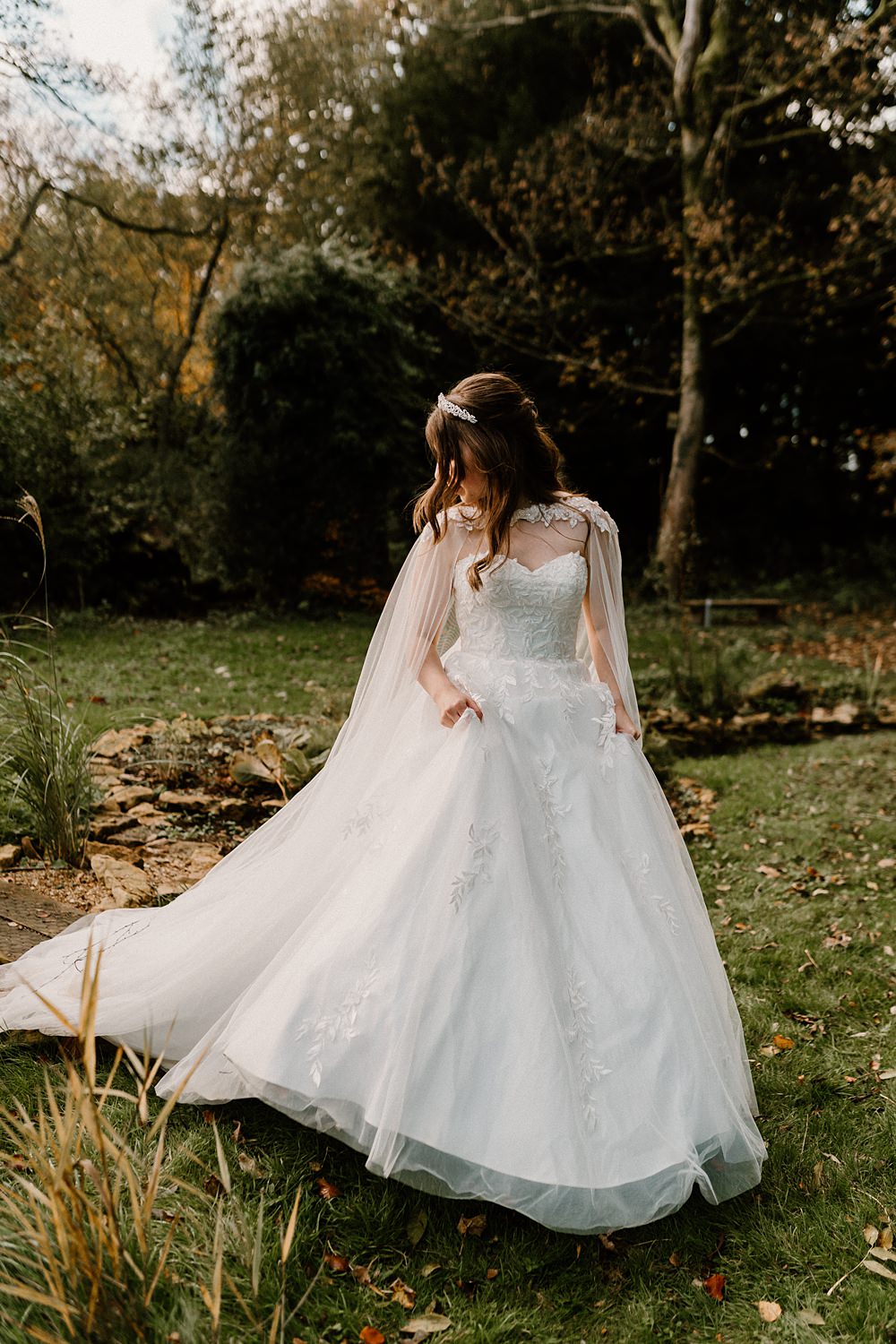 The Matara Centre Wedding Amy Woodham Photography Bride Dress Sweetheart Princess Cape Veil Tiara