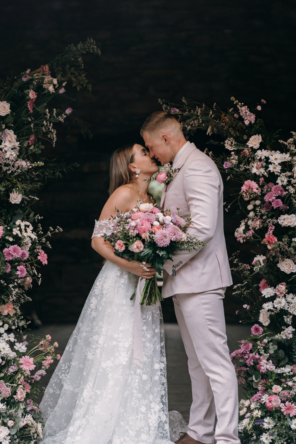 Lancrigg Wedding Olivia Weldon Photography Floral Pillars Pink Lilac Cream