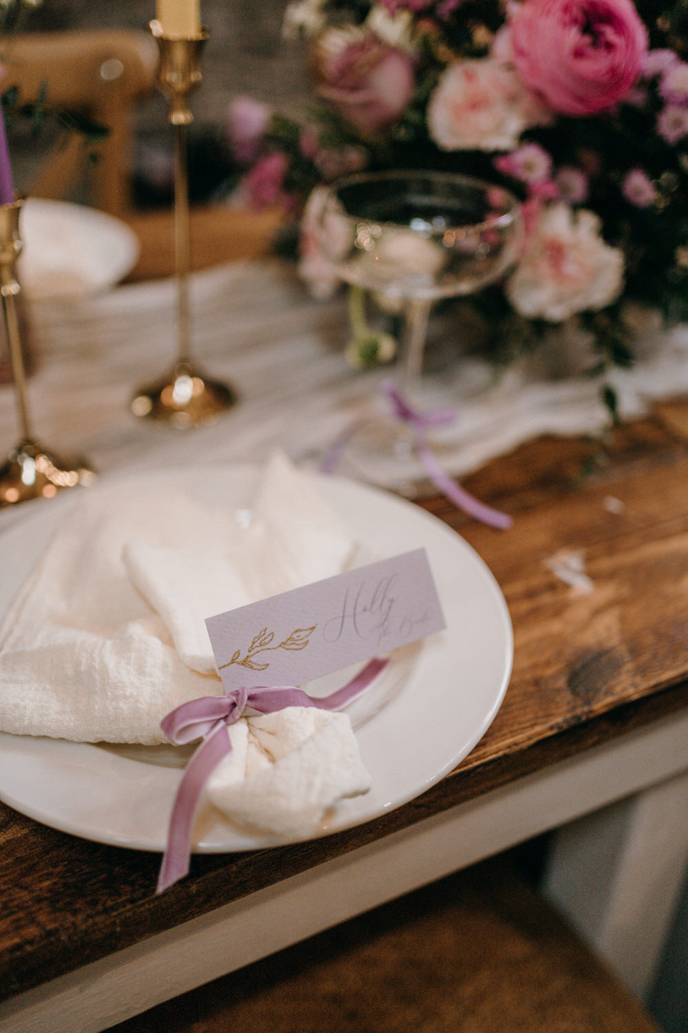 Lancrigg Wedding Olivia Weldon Photography Place Setting Name Ribbon