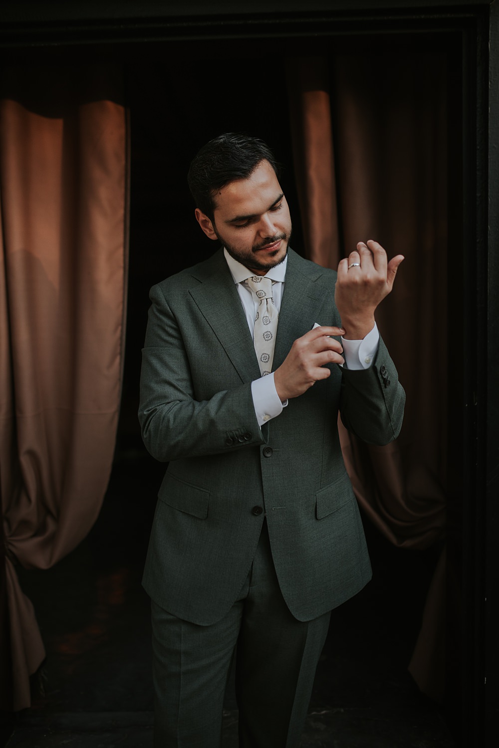 Palais Rhoul Wedding Grace Pham Photography Groom Grey Suit