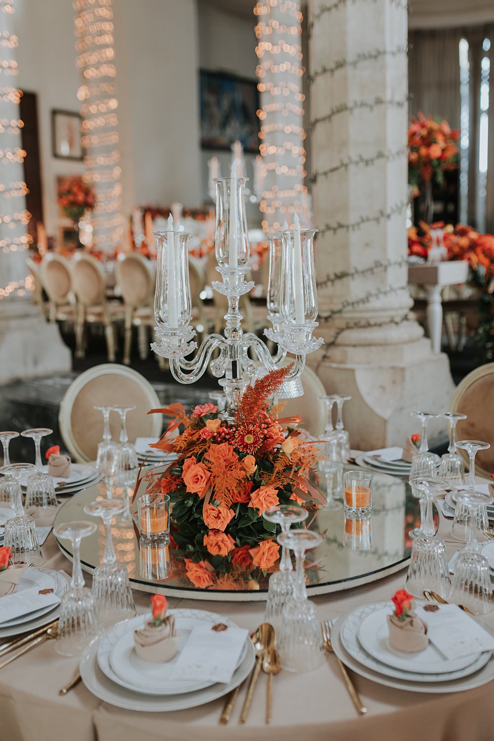 Palais Rhoul Wedding Grace Pham Photography Orange Flowers Table Decor