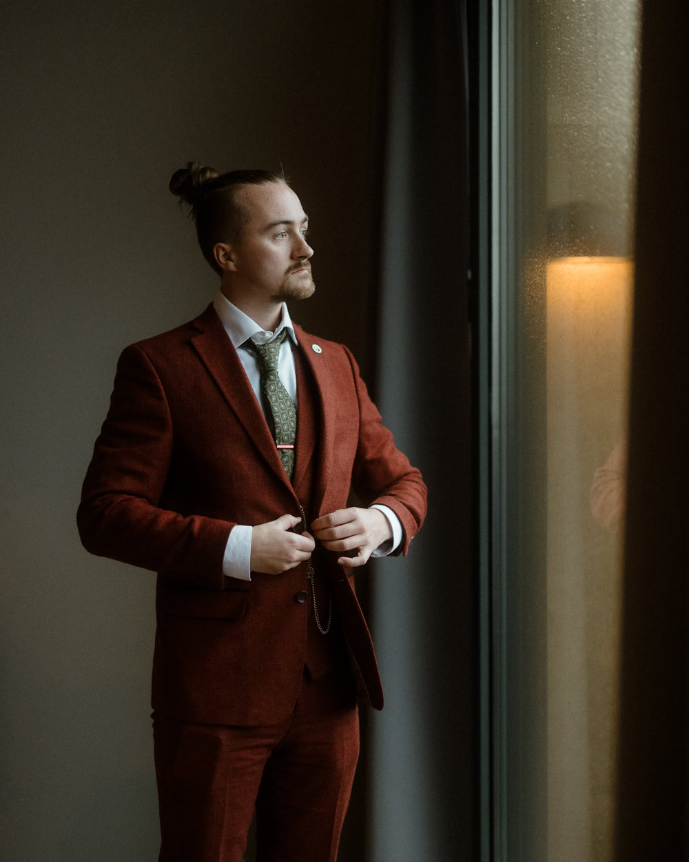 Reynisfjara Iceland Elopement Ast og Hraun Groom Red Suit Tie