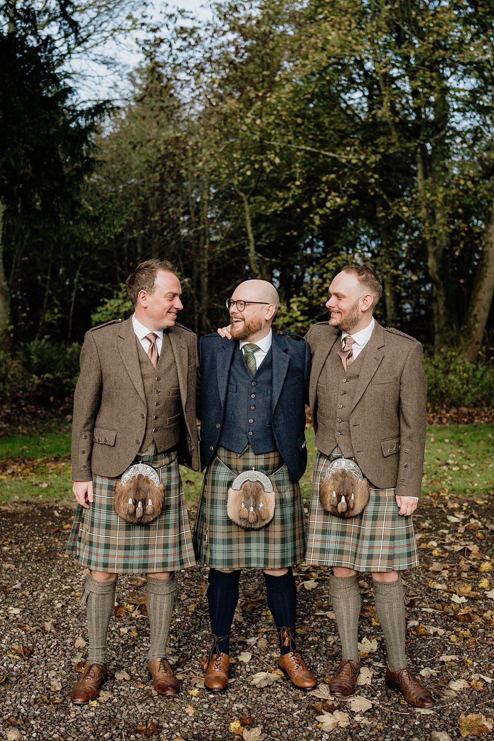 The Barn at Charleton Wedding Scott Arlow Photography Groom Suit Kilt Tie Groomsmen
