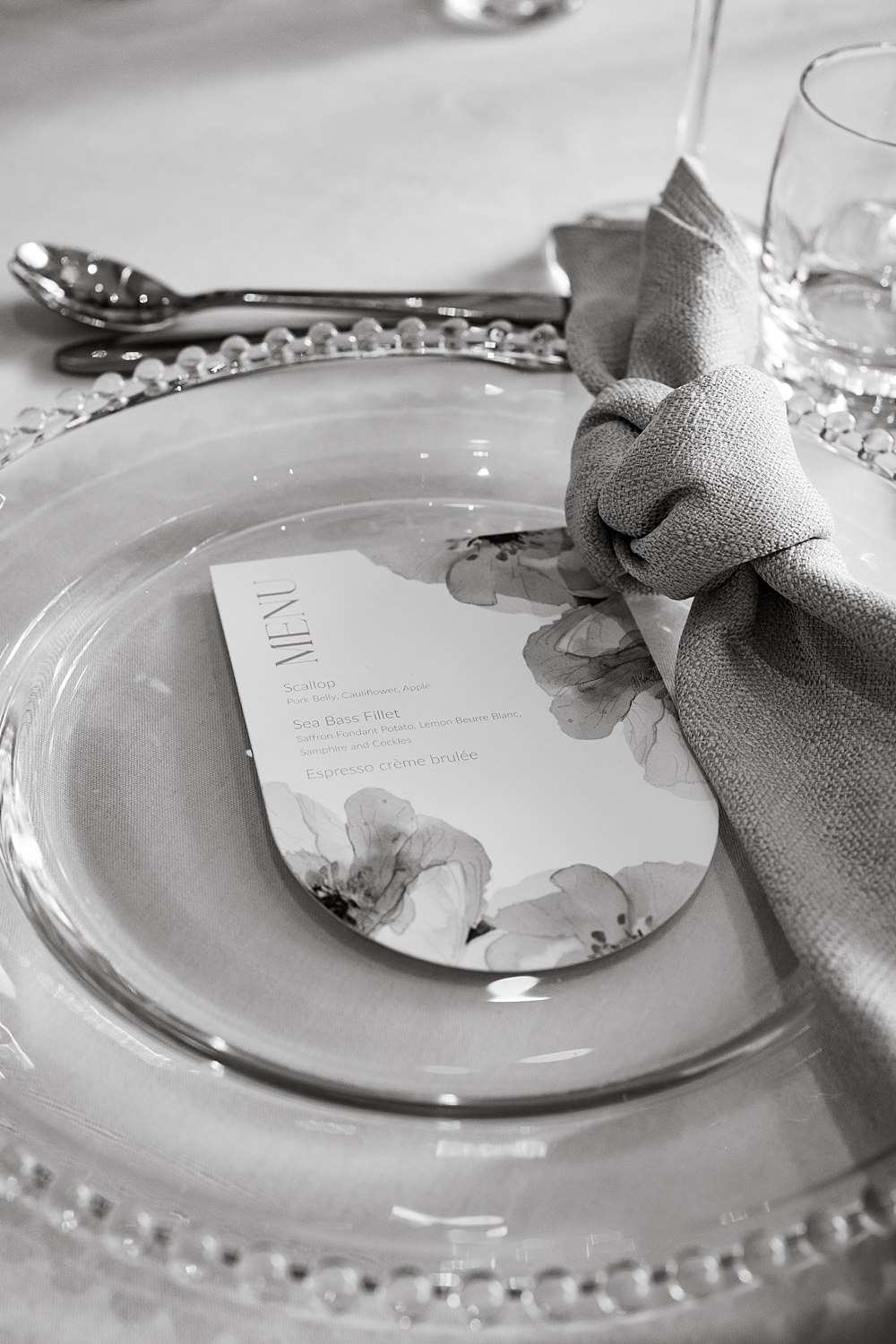 Wennington Hall Wedding Ideas Studio Dark Napkin Floral Menu