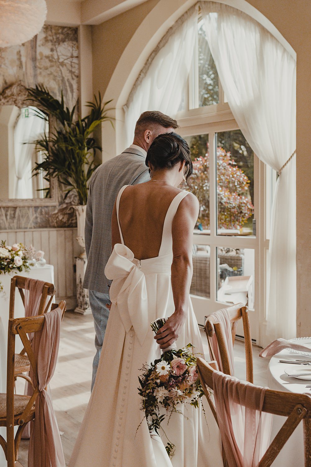 Wennington Hall Wedding Ideas Studio Dark Bow Back Gown Bride