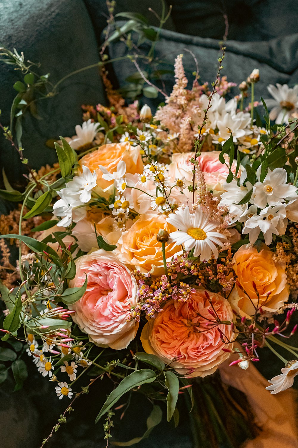 Wennington Hall Wedding Ideas Studio Dark Wild Natural Peach Bouquet Flowers