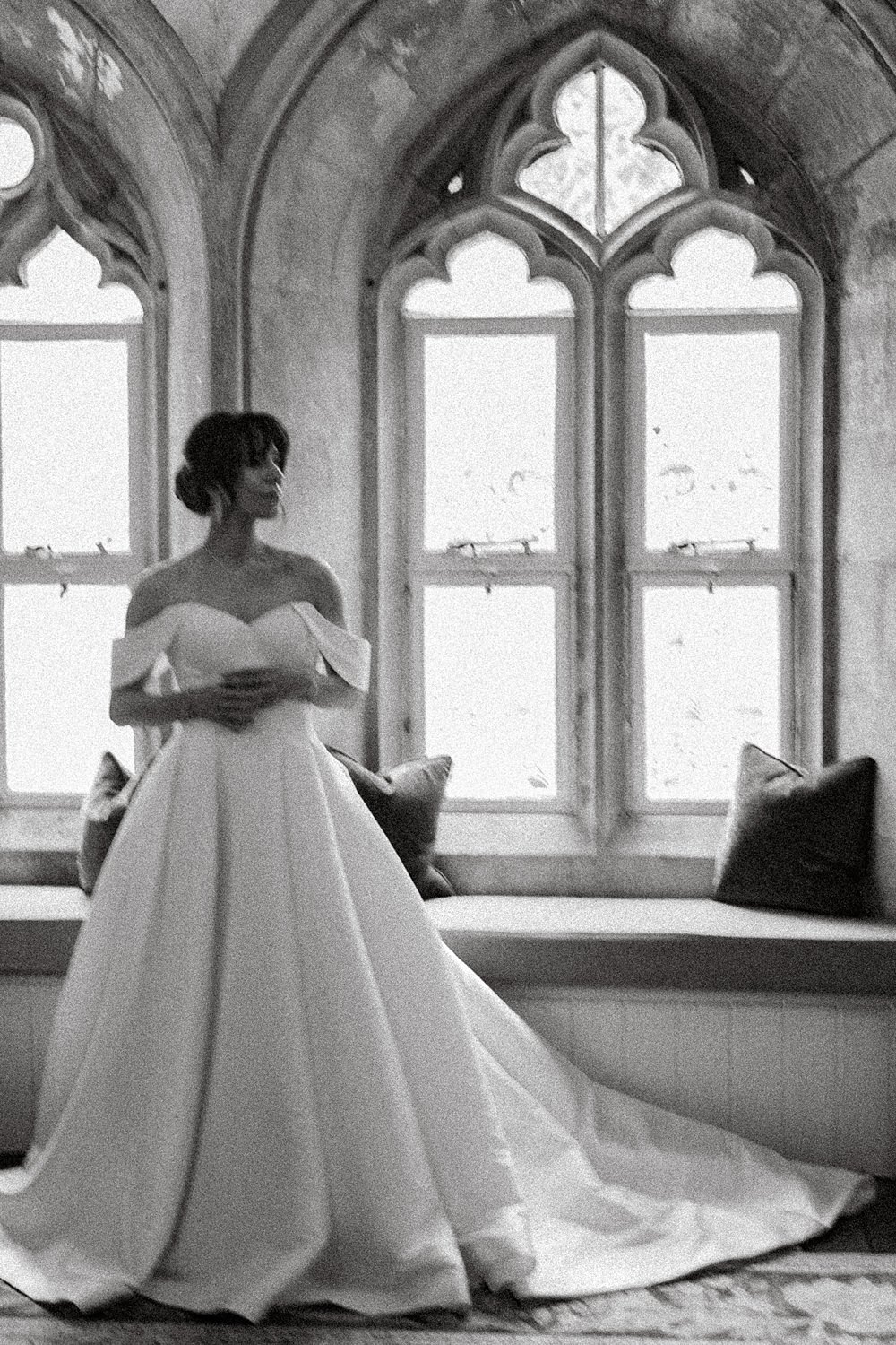 Wennington Hall Wedding Ideas Studio Dark Off Shoulder Gown Bride