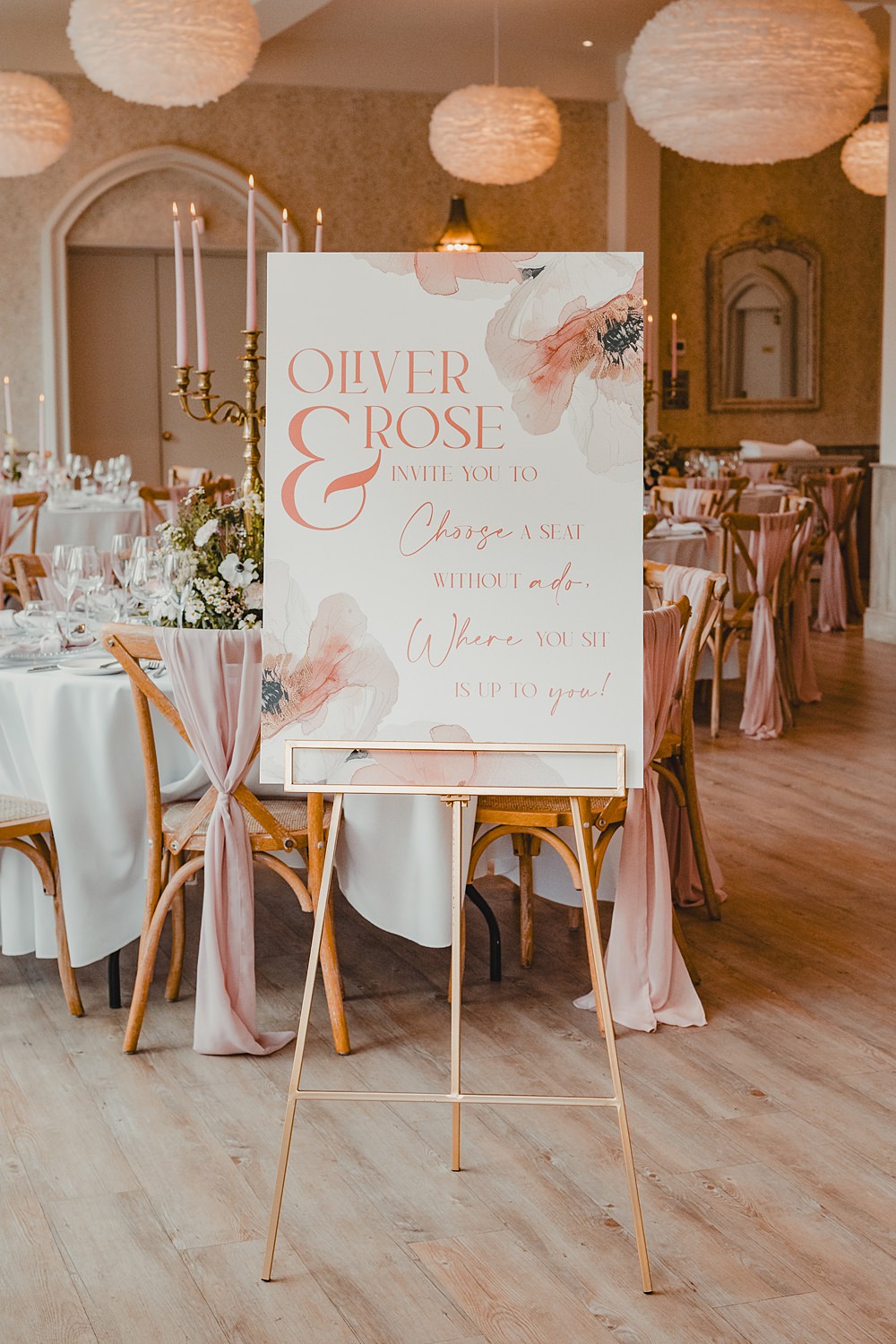 Wennington Hall Wedding Ideas Studio Dark Pink Floral Welcome Sign