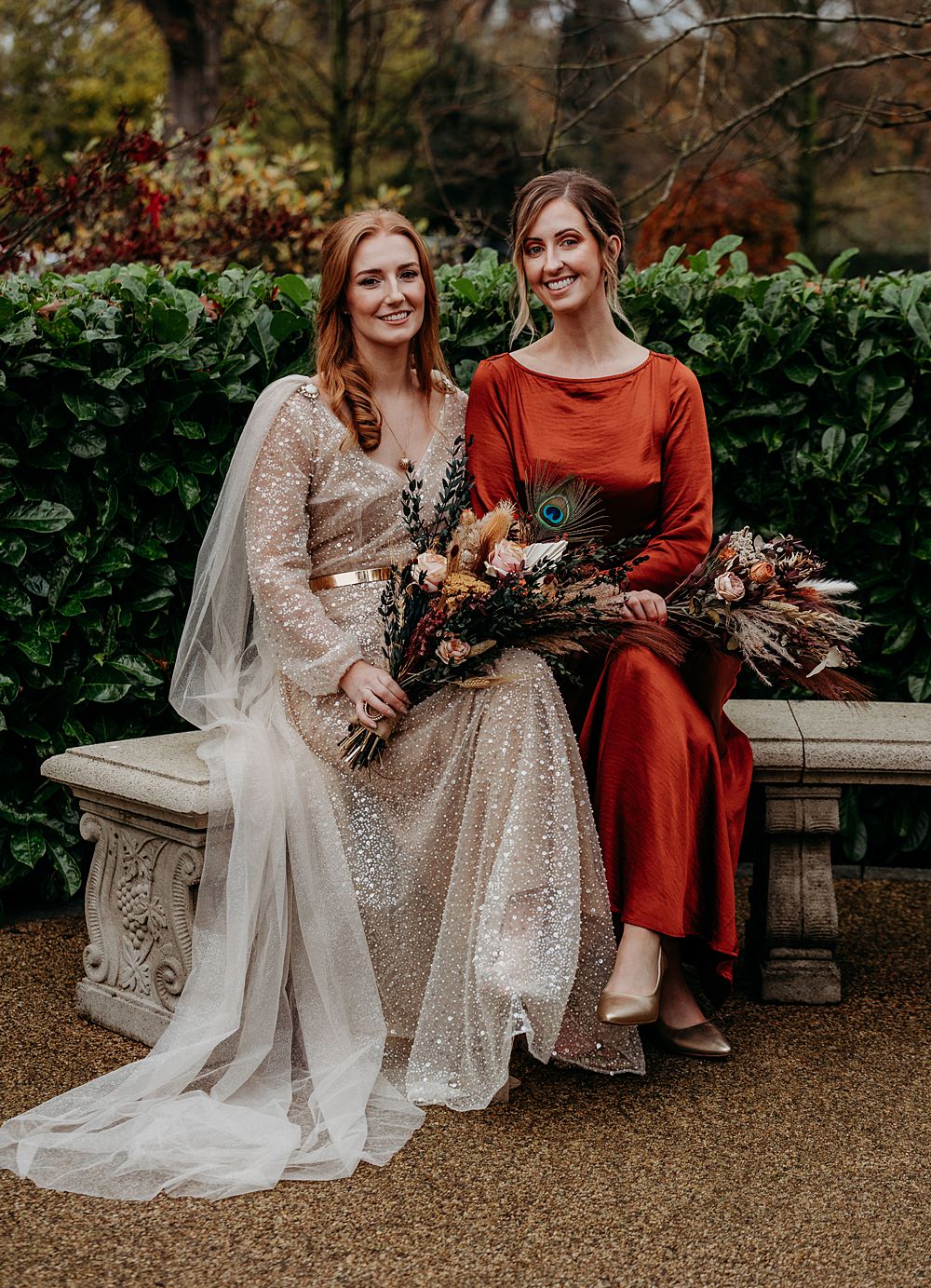 Clandeboye Lodge Hotel Wedding Silver Lace Photography Orange Bridesmaid Dress
