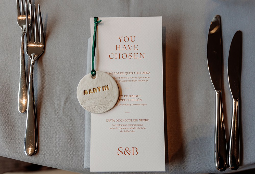 Clandeboye Lodge Hotel Wedding Silver Lace Photography Place Card Clay Menu