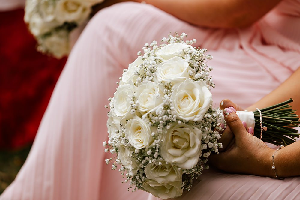 Crockwell Farm Wedding Amara Grace Photography Bridesmaid White Rose Bouquet