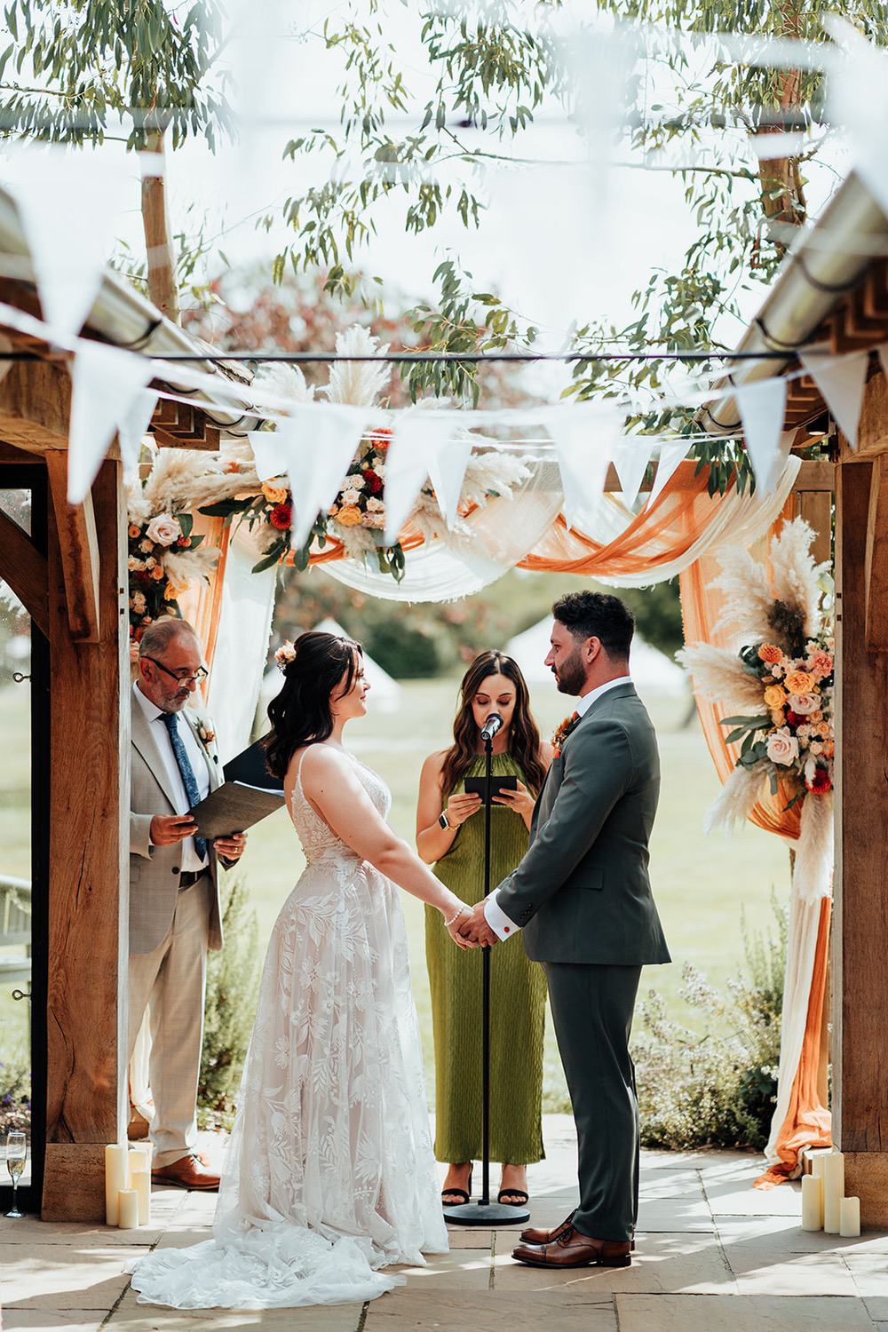Mr Moleceys Marvellous Mill Wedding Nathan Walker Photography Backdrop Flowers Pampas Grass Drapes Bunting