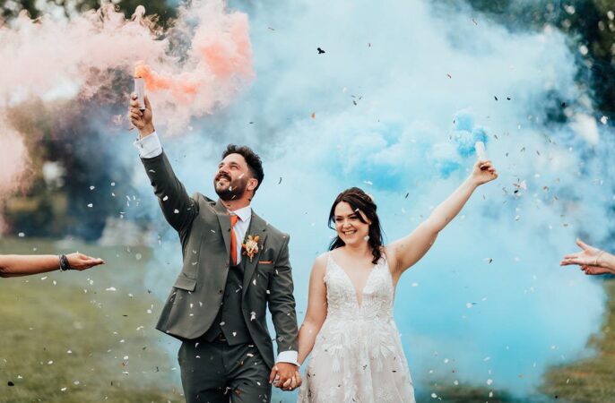 Mr Moleceys Marvellous Mill Wedding Nathan Walker Photography Smoke Flairs